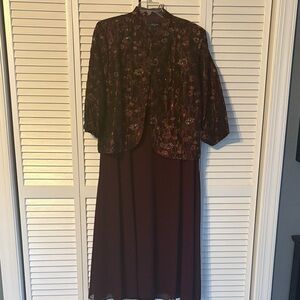 R & M Richards Burgundy Midi Dress with Jacket